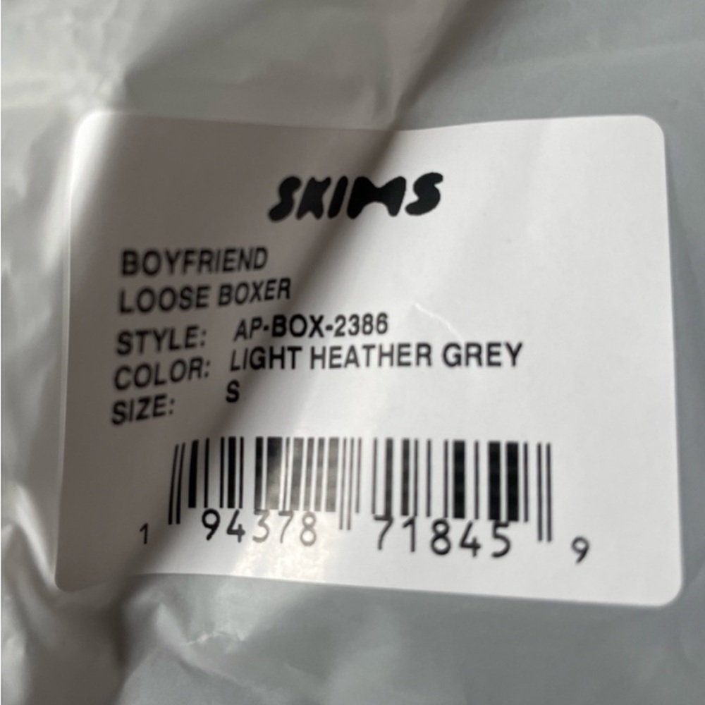 Skims Boyfriend Loose Boxer Unisex Collection Light Heather Grey Small - Picture 4 of 13